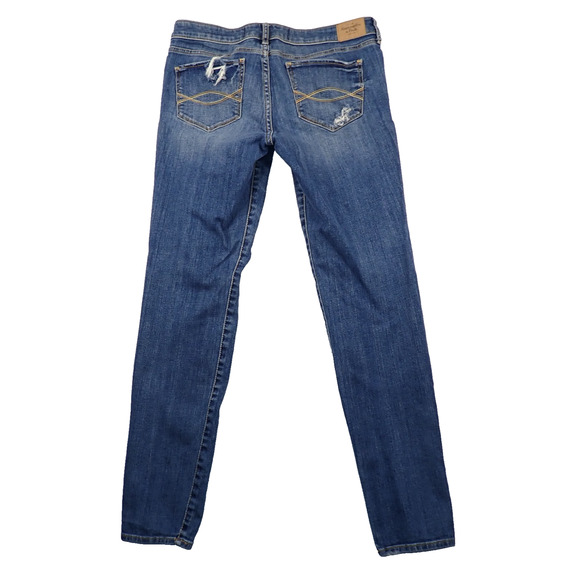 Abercrombie & Fitch Womens Low Rise Jeweled Denim Jeans Size 8 W 29 Distressed - Picture 7 of 9